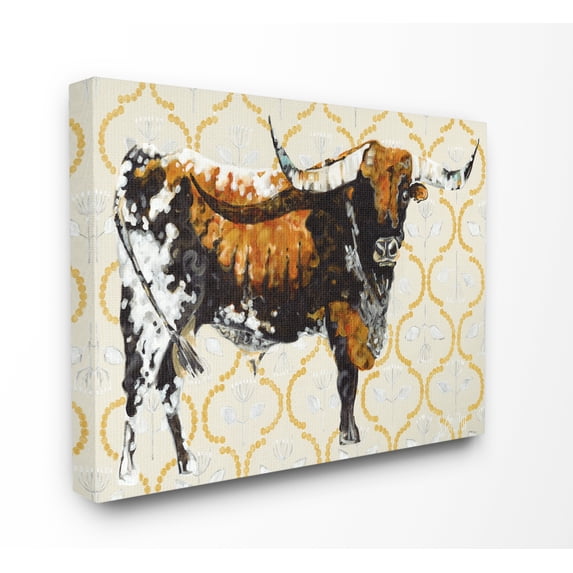 Stupell Home Décor Gold Cow Animal Pattern Neutral Painting Canvas Wall Art by Stephanie Aguilar