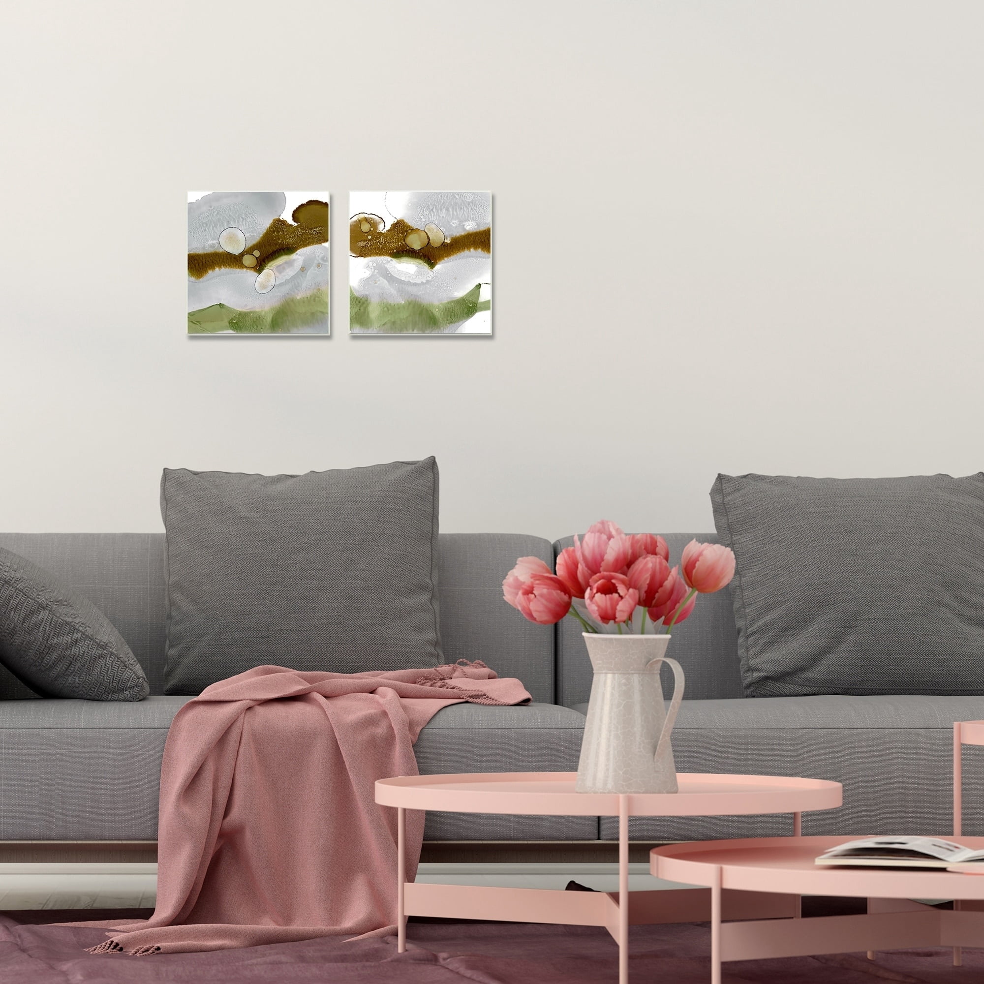 Stupell Home Décor Gold Green Liquid Abstract Paintings Canvas Wall Art by Ethan Harper