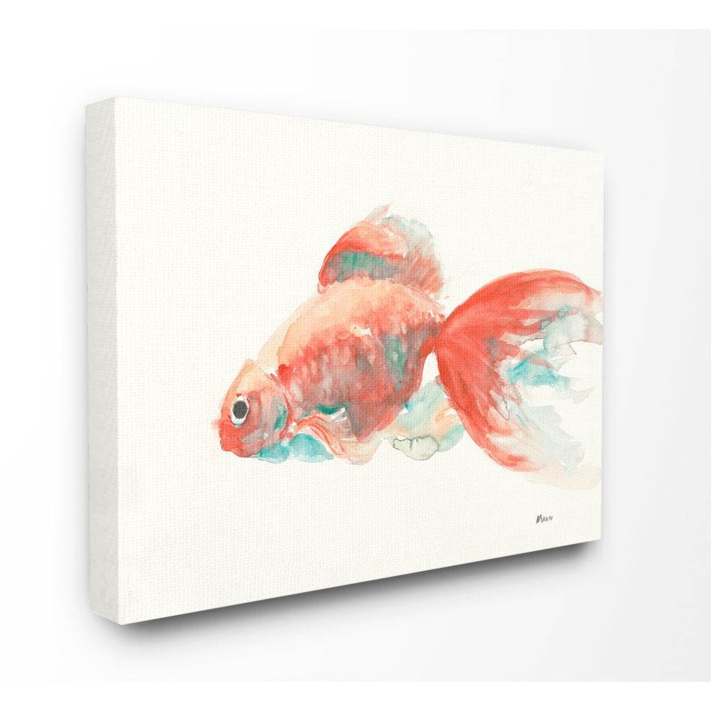 Stupell Home Décor Goldfish Red Green Animal Painting Canvas Wall Art by Third and Wall