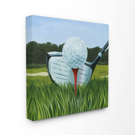Stupell Home Décor Golf Tee Close Up Green Red Sports Painting Canvas Wall Art by Grace Popp