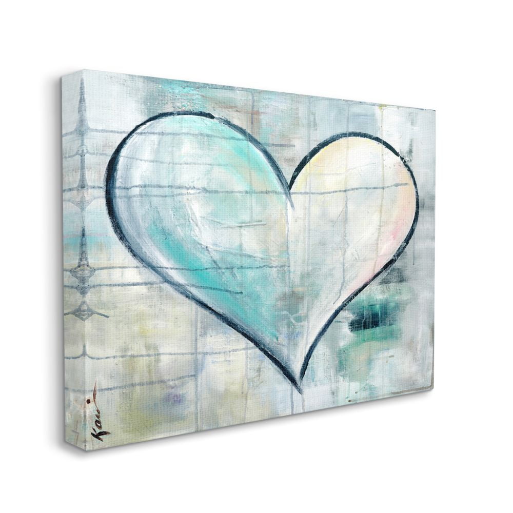 Stupell Home Décor Graffiti Texture Heart Blue White Painting Canvas Wall Art by Kami Lerner