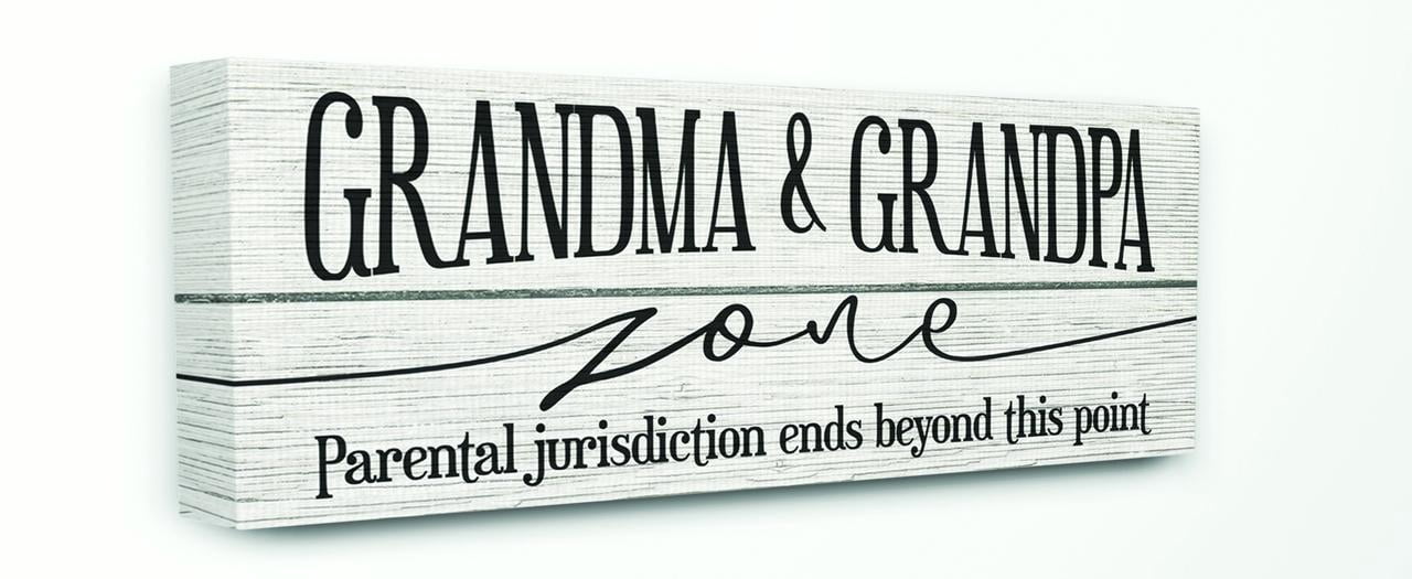 Stupell Home Décor Grandma and Grandpa Zone Funny Wood Textured Family Word Design Canvas Wall Art by Daphne Polselli