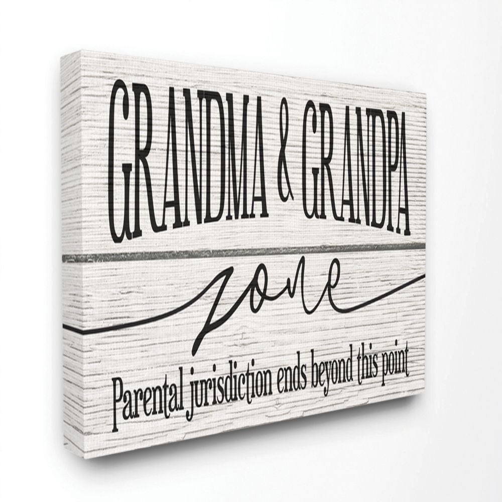 Stupell Home Décor Grandma and Grandpa Zone Funny Wood Textured Family Word Design Canvas Wall Art by Daphne Polselli
