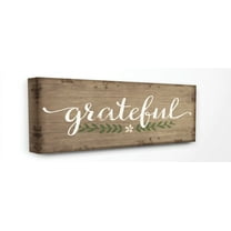Stupell Home Décor Grateful Wood Textured Family Word Design Canvas Wall Art by Jennifer Pugh