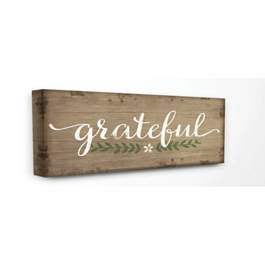 Stupell Home Décor Grateful Wood Textured Family Word Design Canvas Wall Art by Jennifer Pugh