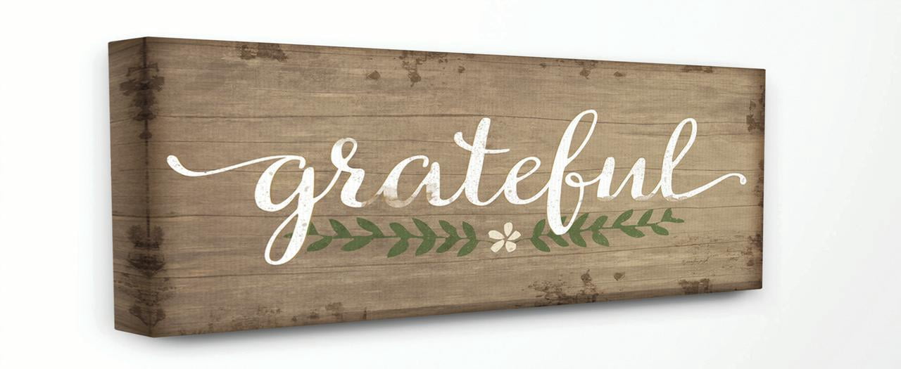 Stupell Home Décor Grateful Wood Textured Family Word Design Canvas Wall Art by Jennifer Pugh