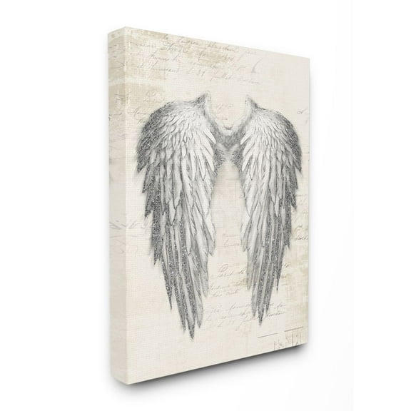Stupell Home Décor Heavenly Wings Silver Parchment Design Canvas Wall Art by Main Line Studio