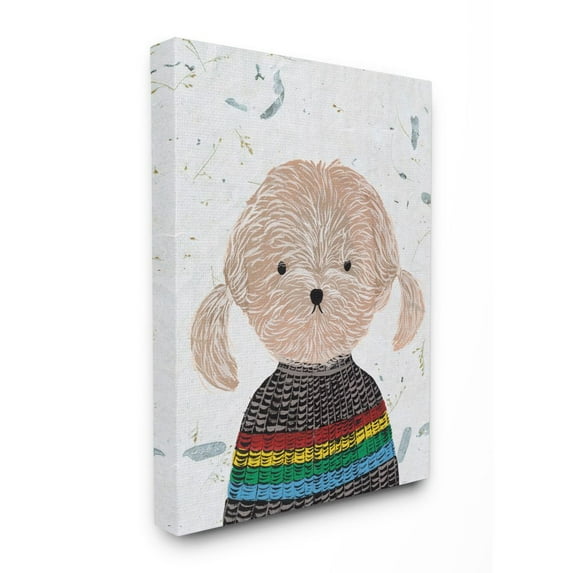 Stupell Home Décor Hipster Dog Knit Shirt Poodle Funny Animal Painting Canvas Wall Art by Melissa Wang