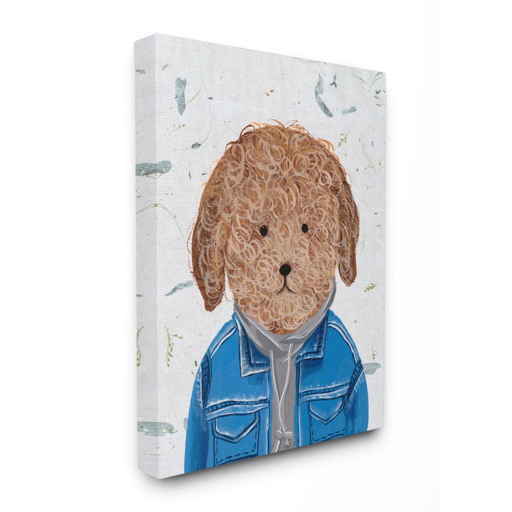 Stupell Home Décor Hipster Dog Sweatshirt Poodle Funny Animal Painting Canvas Wall Art by Melissa Wang