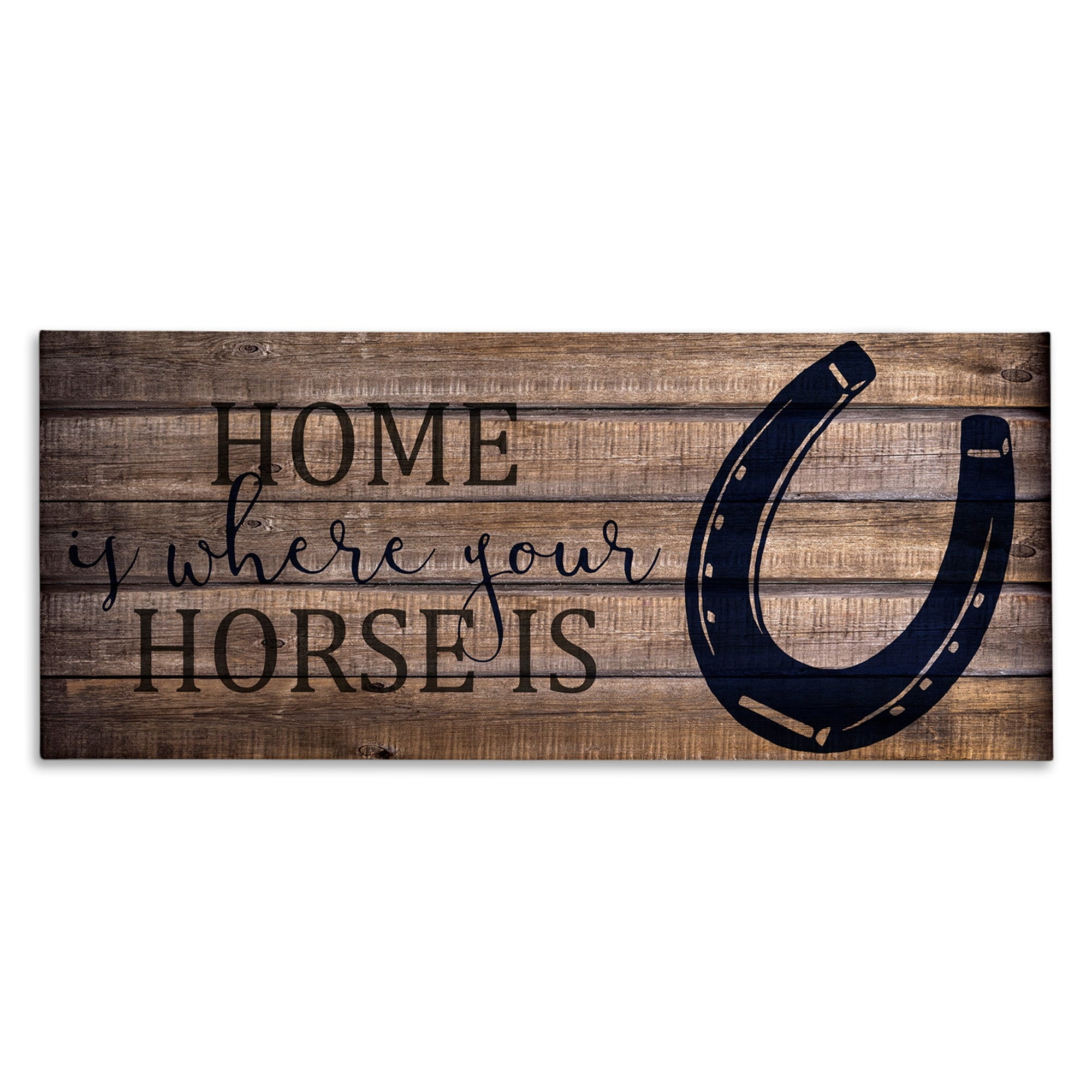 Stupell Home Décor Home is Where Your Horse Is Farm Wood Texture Design Canvas Wall Art by Kim Allen