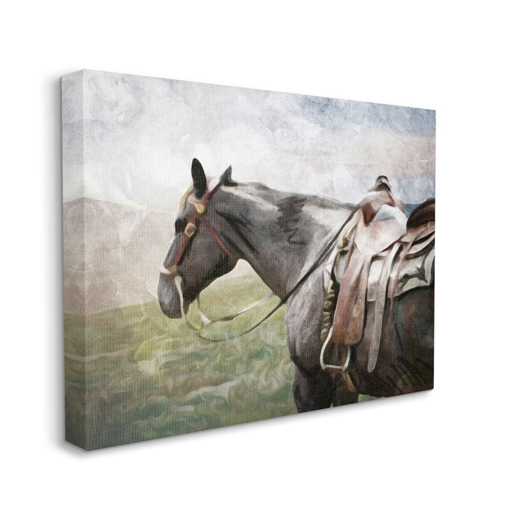 Stupell Home Décor Horse Riding Farm Landscape Animal Painting Canvas Wall Art by Milli Villa