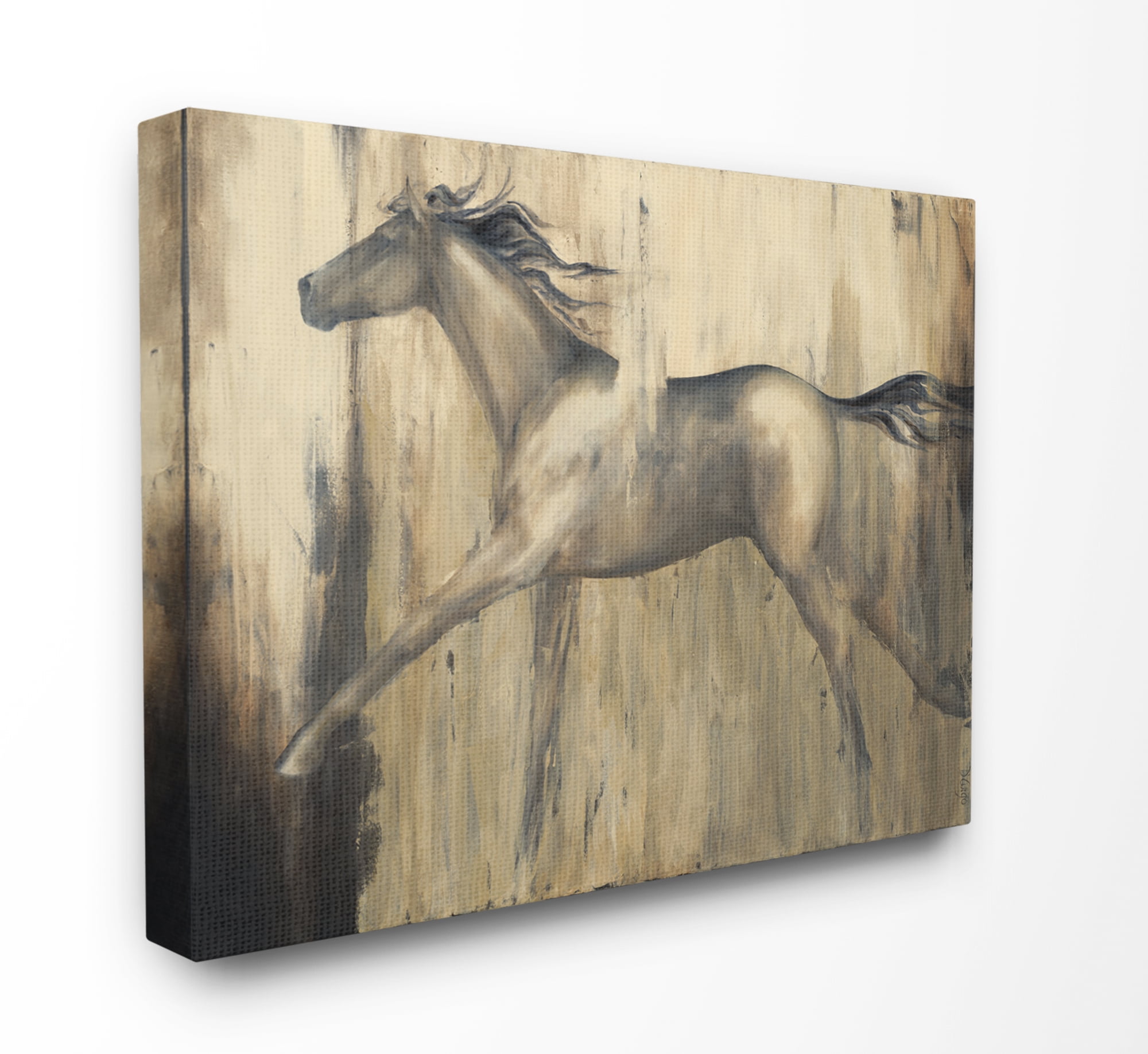 Stupell Home Décor Horse Sprint Textured Black Brown Animal Painting Canvas Wall Art by Third and Wall
