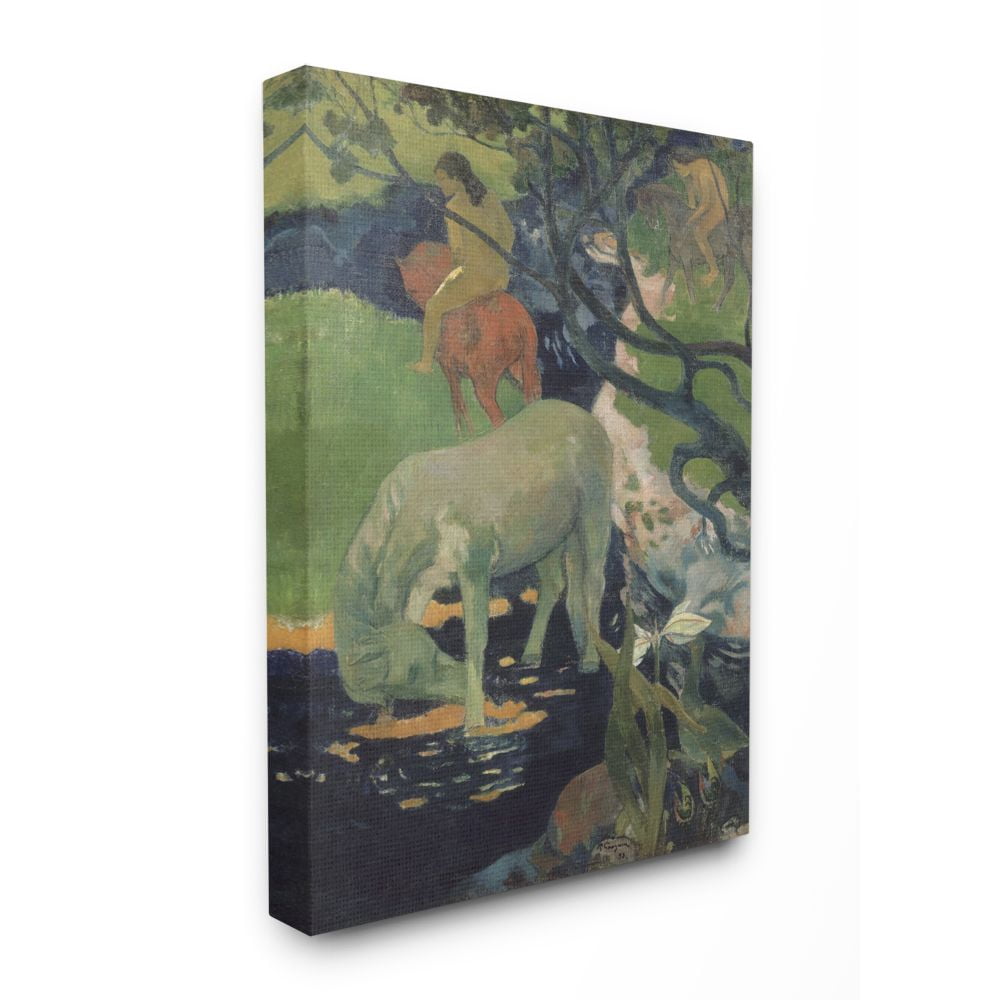 Stupell Home Décor Horses Bathing Native Figures Classic Painting Canvas Wall Art by Paul Gauguin