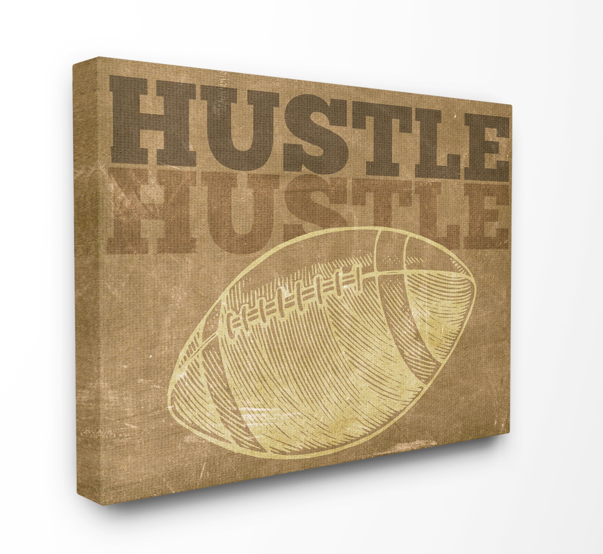 Stupell Home Décor Hustle Football Vintage Sports Sepia Design Canvas Wall Art by the Saturday Evening Post
