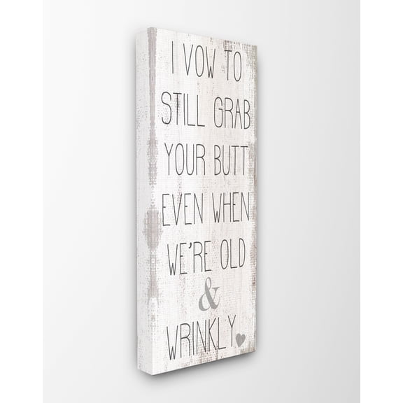 Stupell Home Décor I Vow Funny Family Wood Textured Word Design Canvas Wall Art by Daphne Polselli