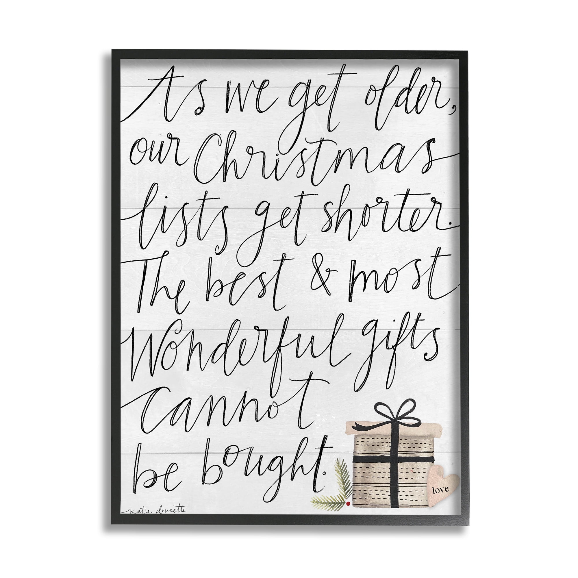 Stupell Home Décor Indtries Christmas Lists Get Shorter Motivational Phrase Holiday Happiness, 11 x 14, Designed by Katie Doucette