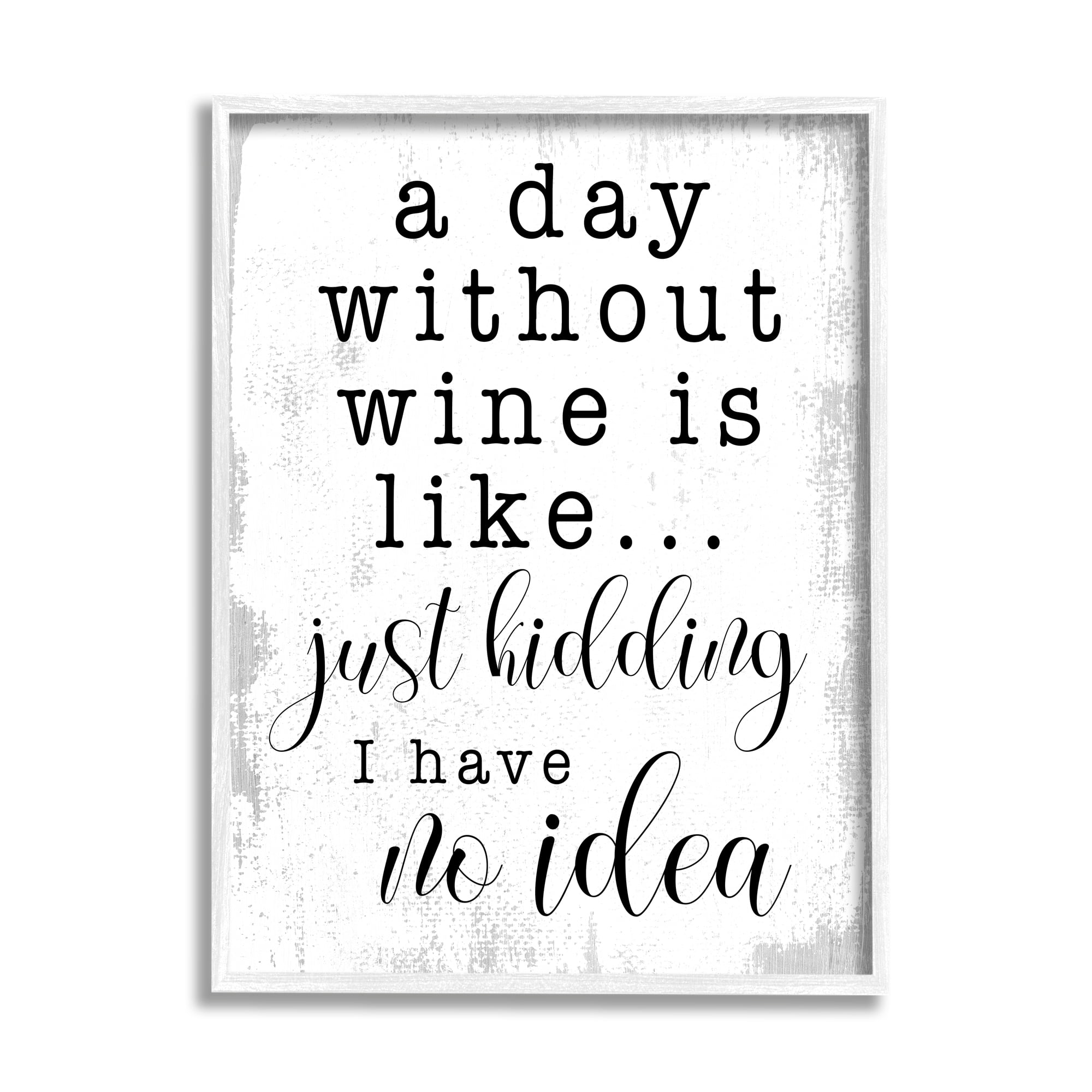 Stupell Home Décor Industries A Day Without Wine Happy Hour Drinking Phrase , 11 x 14, Designed by Daphne Polselli
