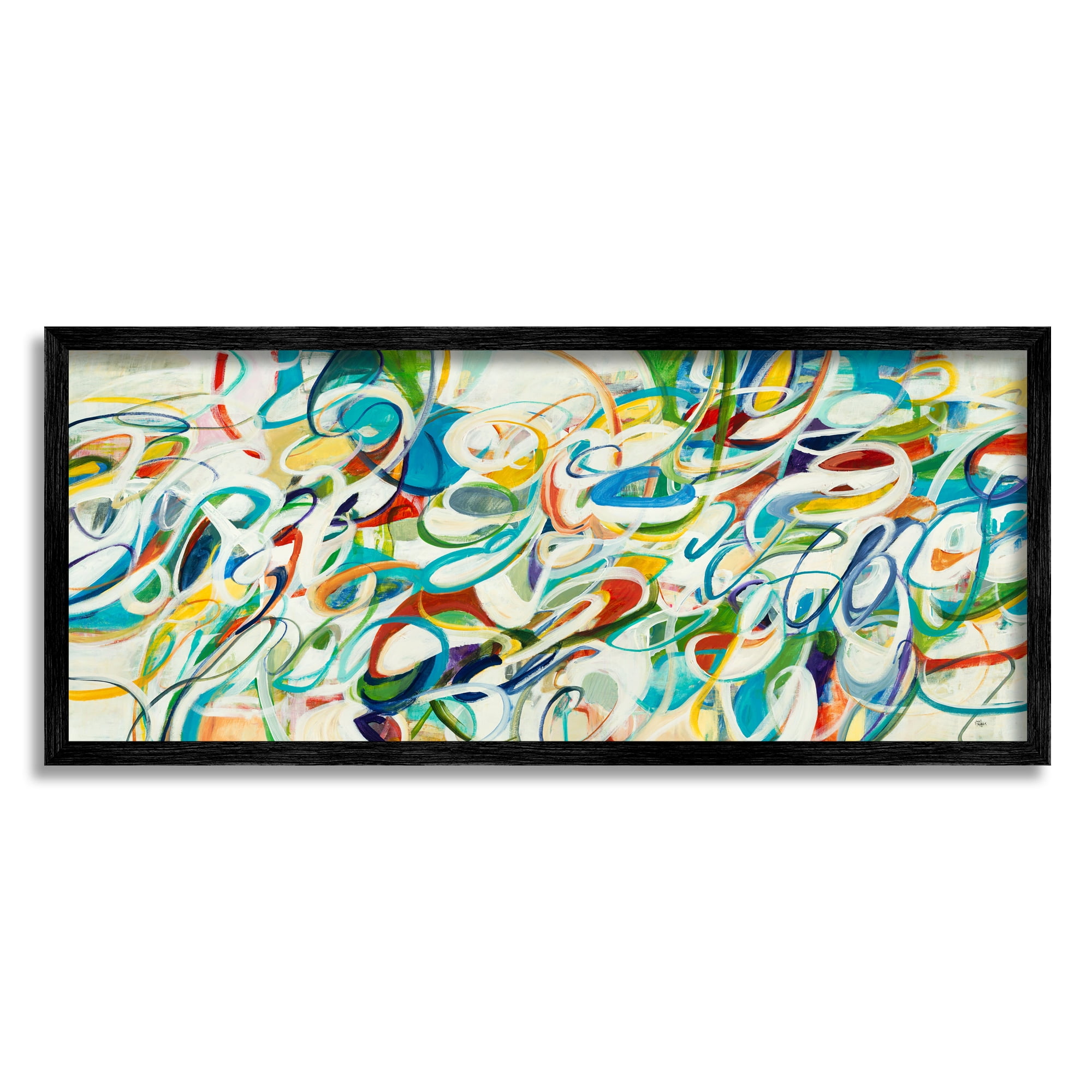 Stupell Home Décor Industries Abstract Complexity Energetic Blue Green White Curved Lines, 13 x 30, Designed by Lisa Ridgers