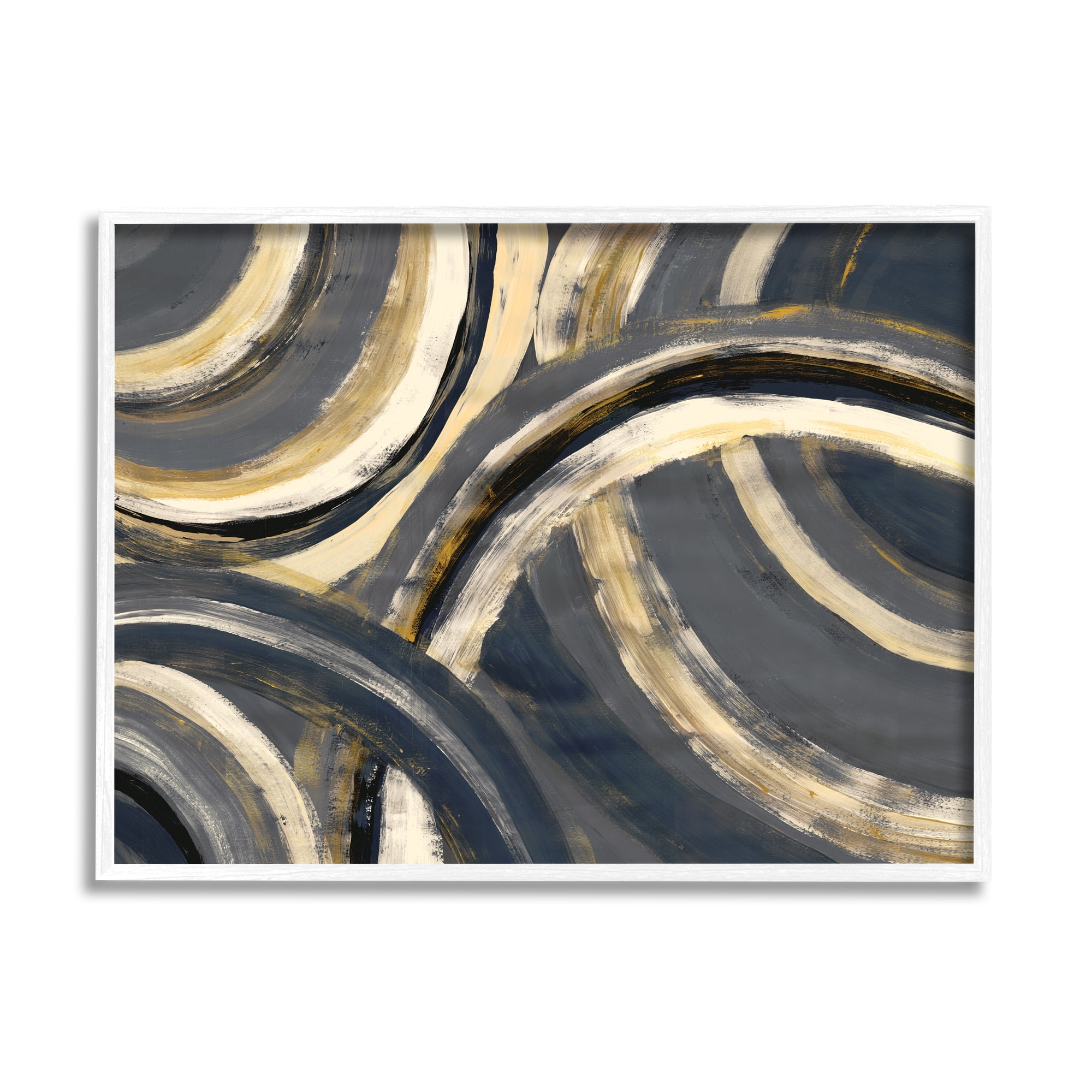 Stupell Home Décor Industries Abstract Developing Rings Grey Gold Encasing Arches, 11 x 14, Designed by Doris Charest