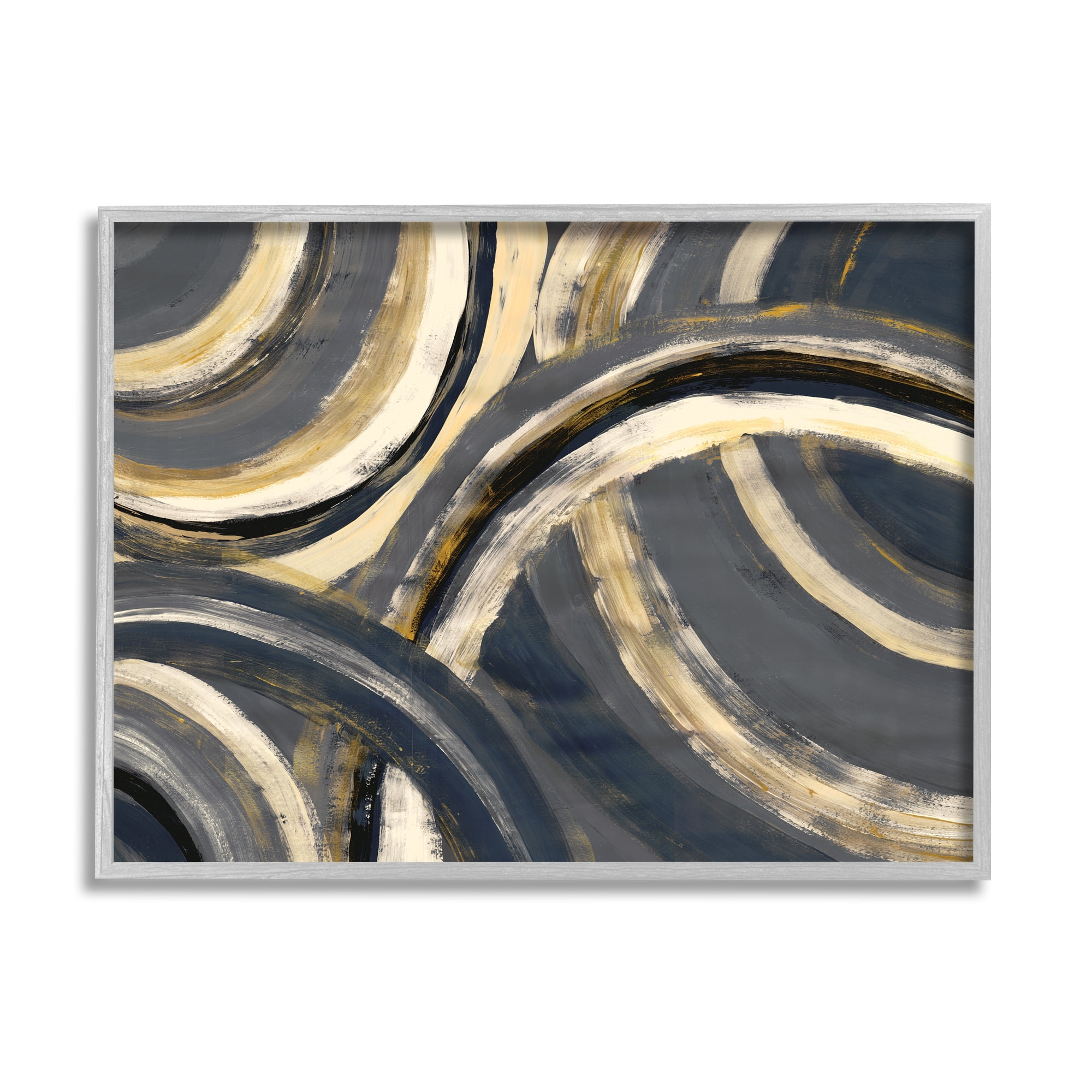 Stupell Home Décor Industries Abstract Developing Rings Grey Gold Encasing Arches, 11 x 14, Designed by Doris Charest