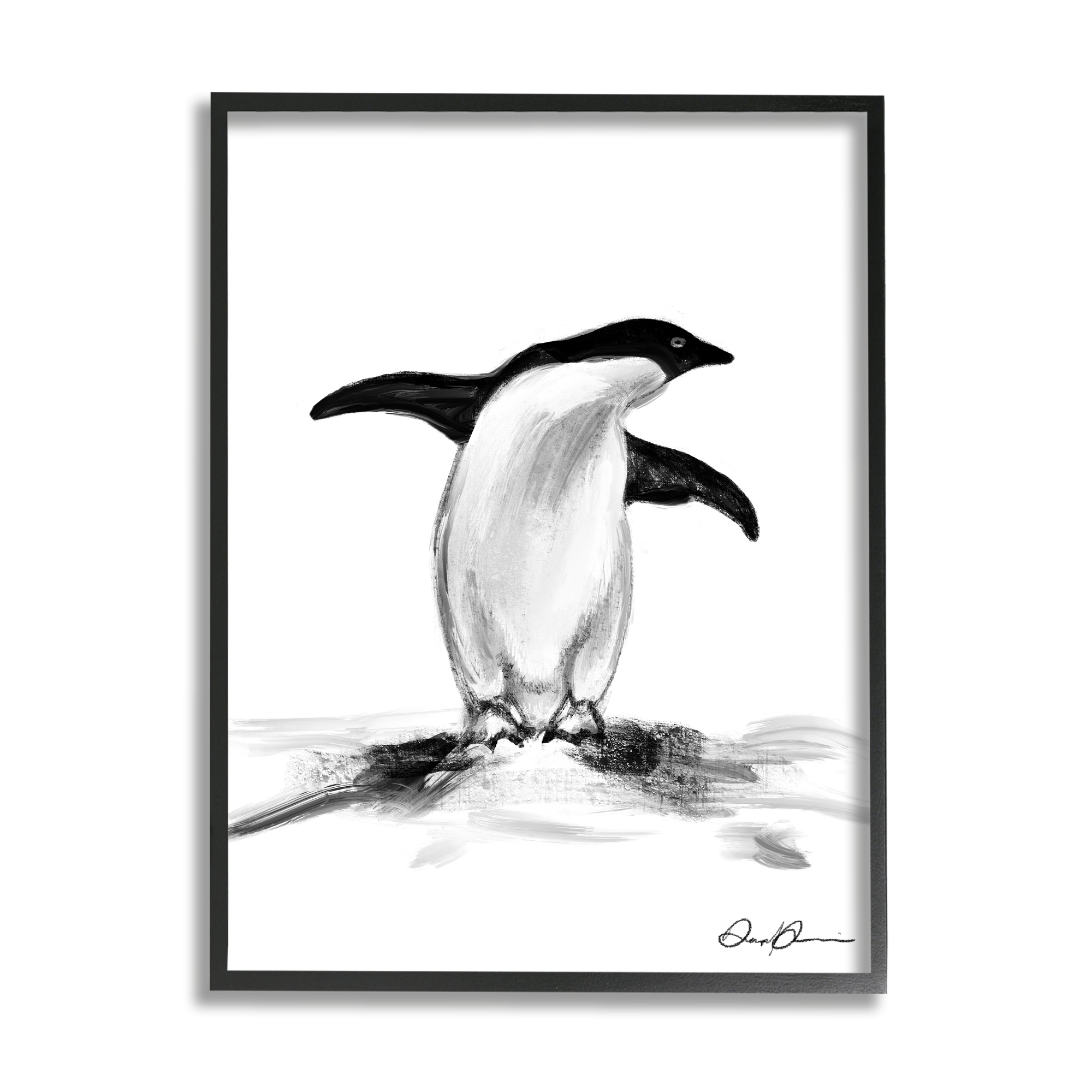 Stupell Home Décor Industries Adorable Penguin On Snow Mound Arctic Tuxedo Bird, 11 x 14, Designed by Daphne Polselli