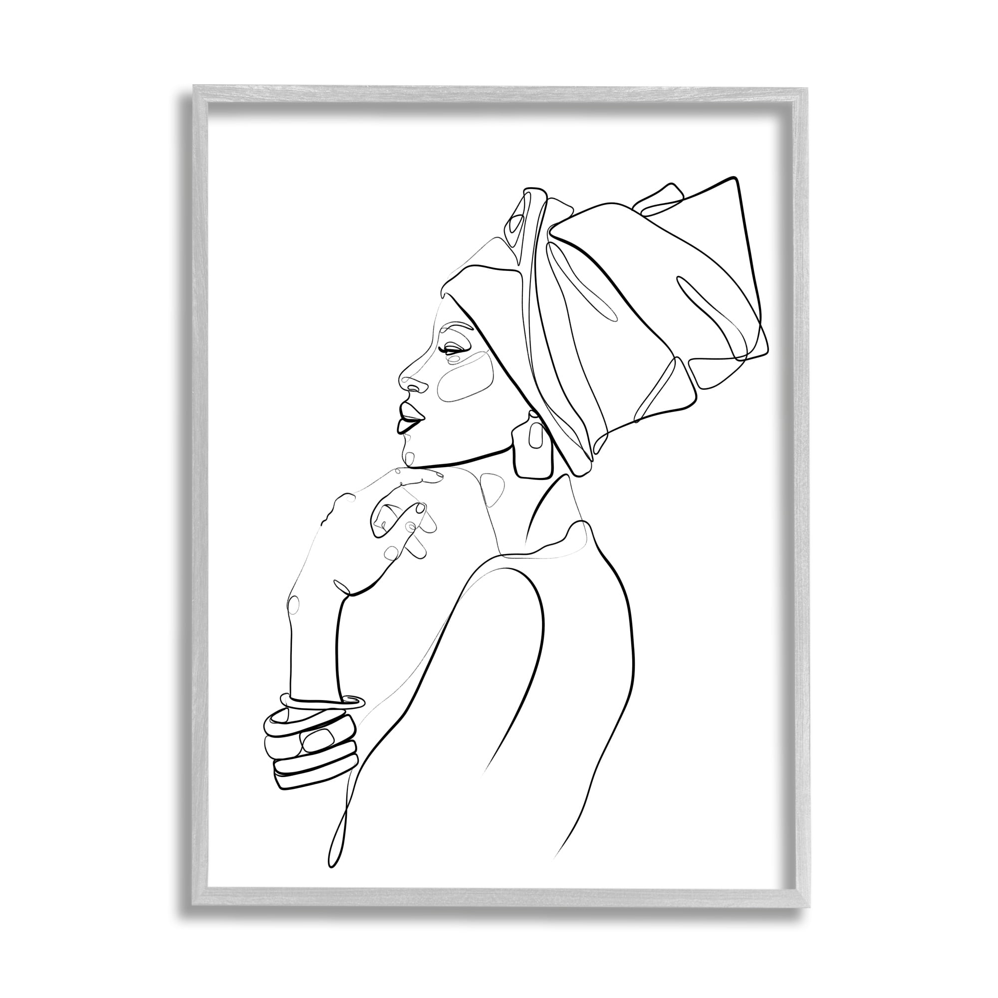 Stupell Home Décor Industries African American Woman Headwrap Modern Minimal Linework, 11 x 14, Designed by Ros Ruseva