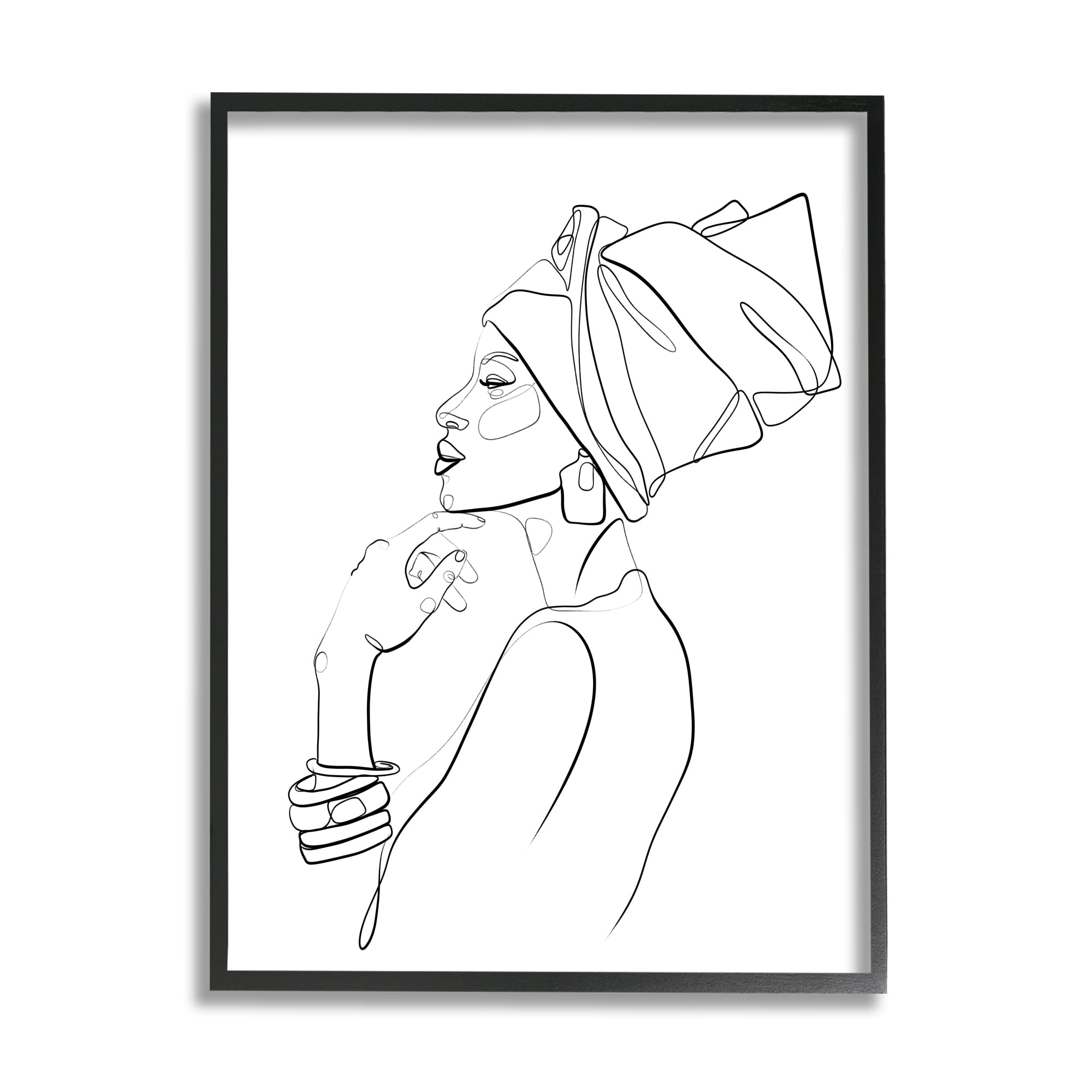 Stupell Home Décor Industries African American Woman Headwrap Modern Minimal Linework, 16 x 20, Designed by Ros Ruseva