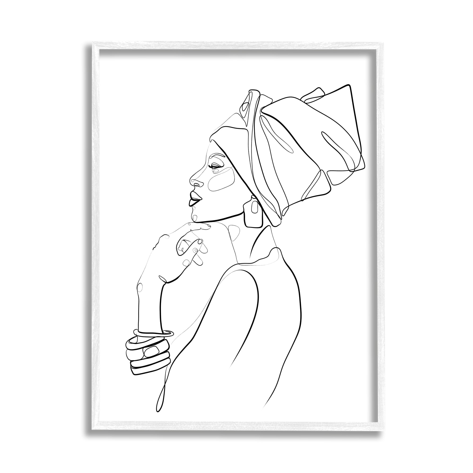 Stupell Home Décor Industries African American Woman Headwrap Modern Minimal Linework 24" x 30" Designed by Ros Ruseva
