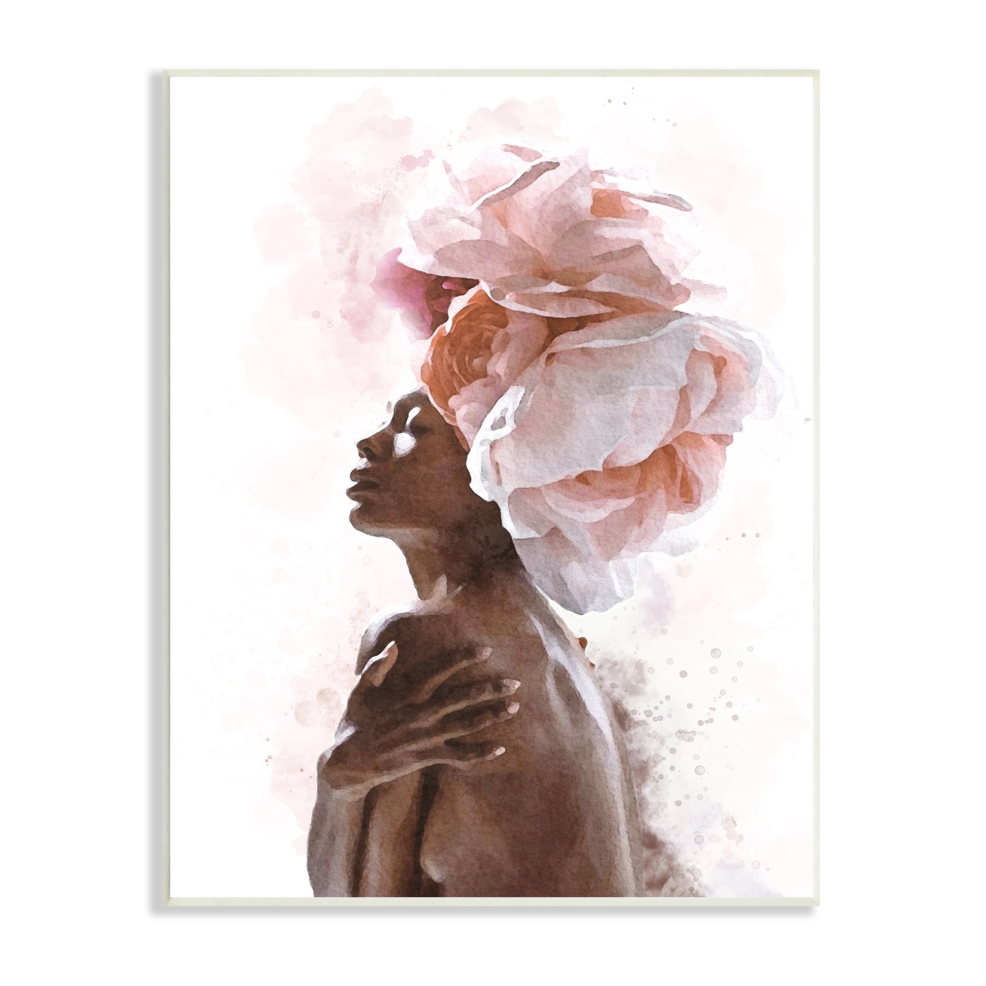 Stupell Home Décor Industries African American Woman Pink Floral Crown Abstract Portrait 10" x 15" Designed by Ros Ruseva