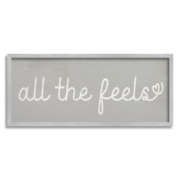 Stupell Home Décor Industries All The Feels Cute Phrase Heart Icon Typography, 10 x 24, Designed by Daphne Polselli