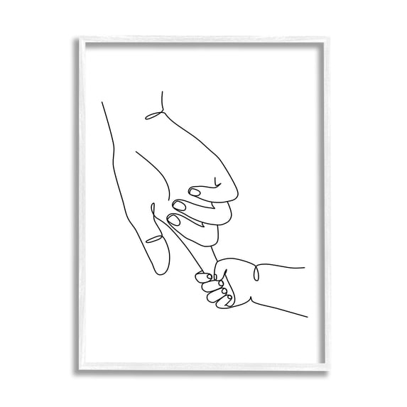 Stupell Home Décor Industries Baby Hands Holding Index Finger Minimal Line Drawing, 11 x 14, Designed by JJ Design House LLC