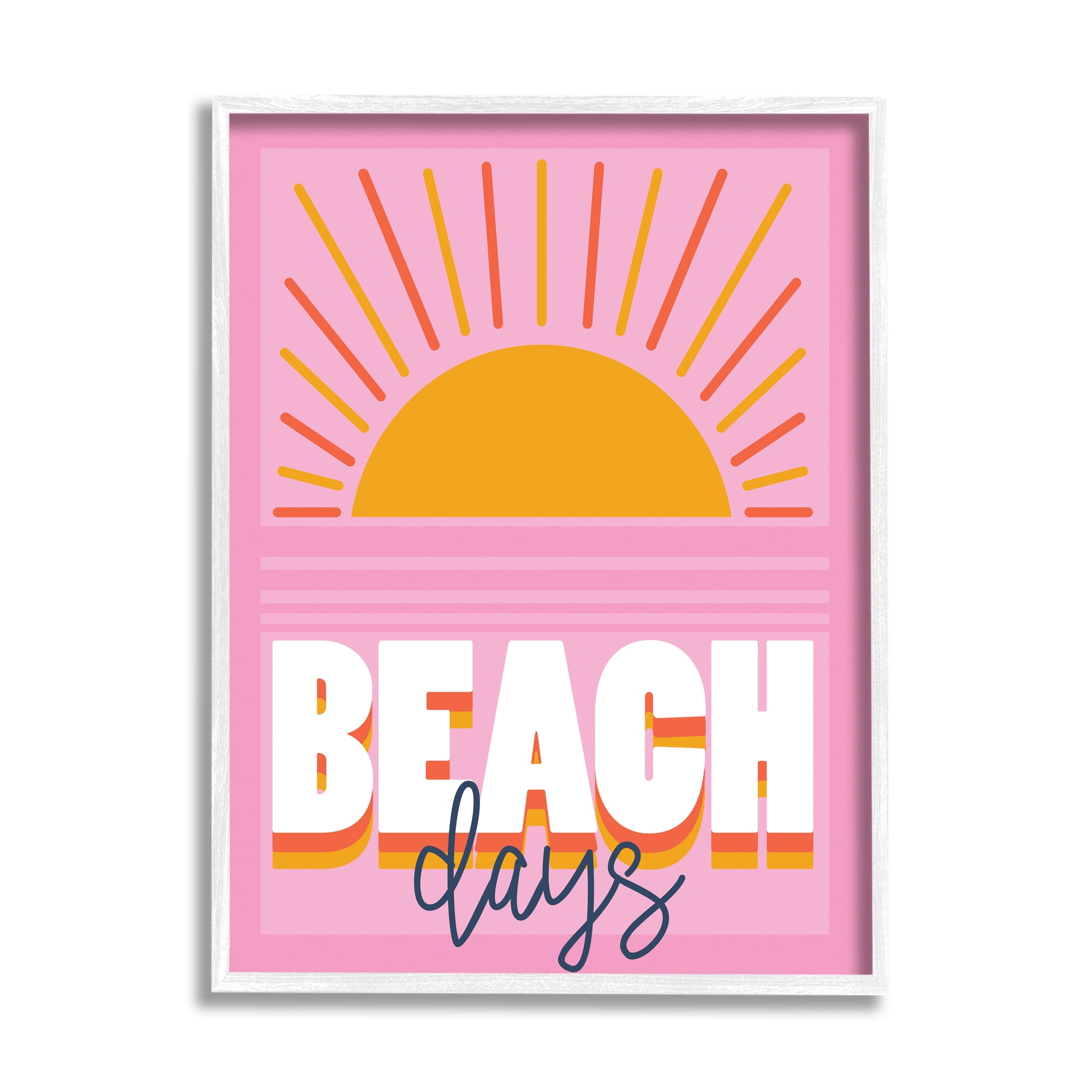 Stupell Home Décor Industries Beach Days Quote Rising Sun Ray Horizon Pink, 11 x 14, Designed by Angela Nickeas