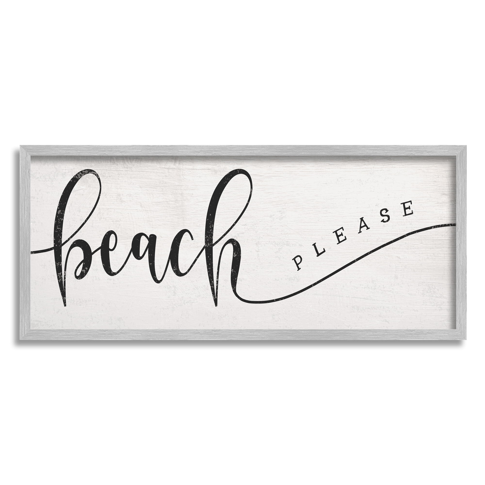 Stupell Home Décor Industries Beach Please Nautical Pun Playful Wave Font, 10 x 24, Designed by Daphne Polselli