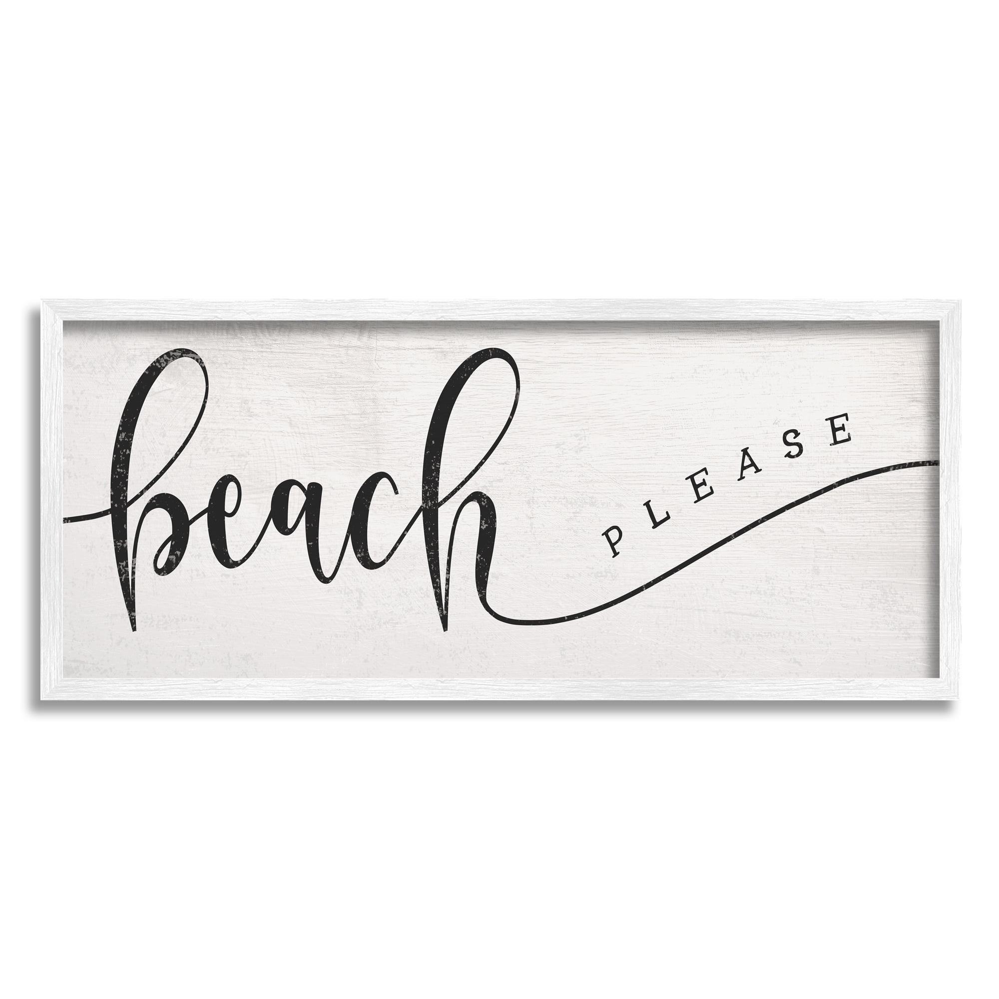 Stupell Home Décor Industries Beach Please Nautical Pun Playful Wave Font, 10 x 24, Designed by Daphne Polselli