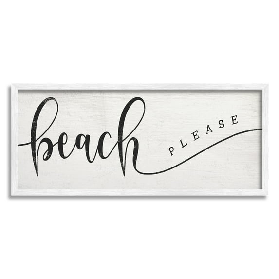 Stupell Home Décor Industries Beach Please Nautical Pun Playful Wave Font, 13 x 30, Designed by Daphne Polselli