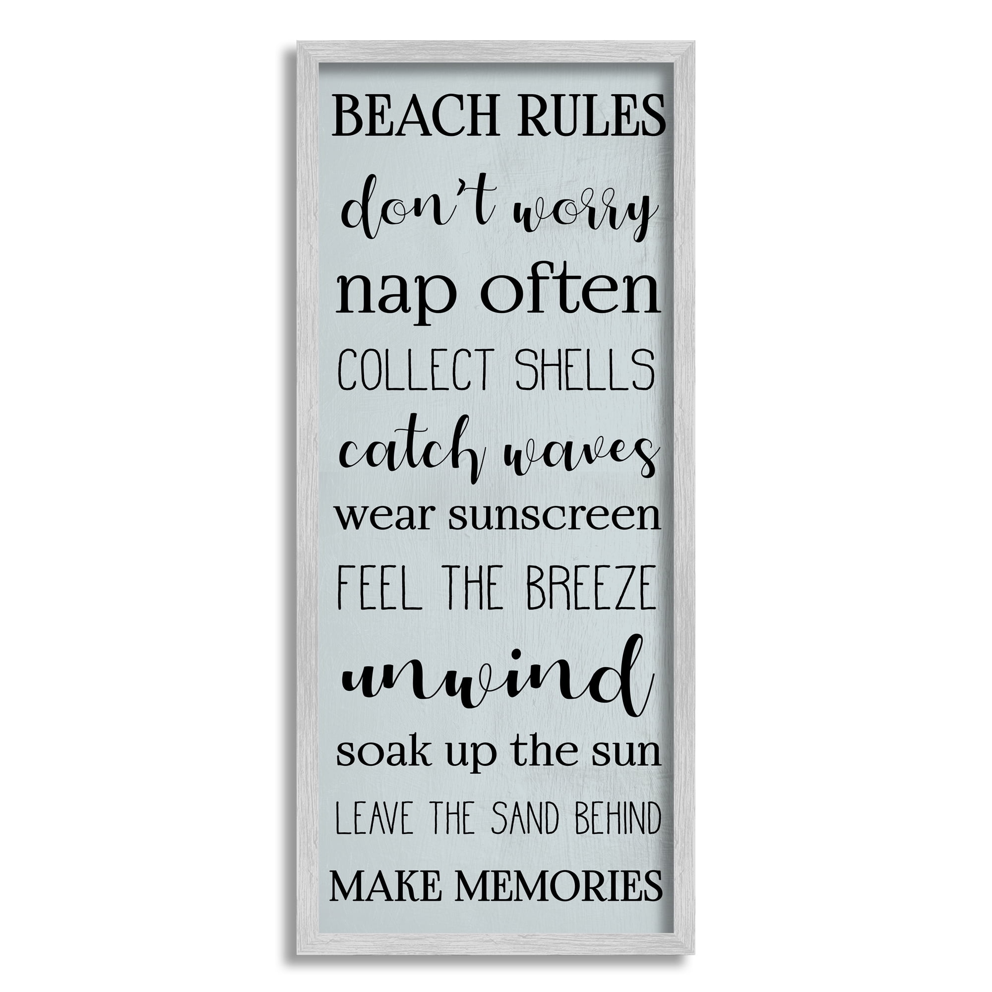 Stupell Home Décor Industries Beach Rules Sign Coastal Relaxation List Blue, 13 x 30, Designed by Daphne Polselli