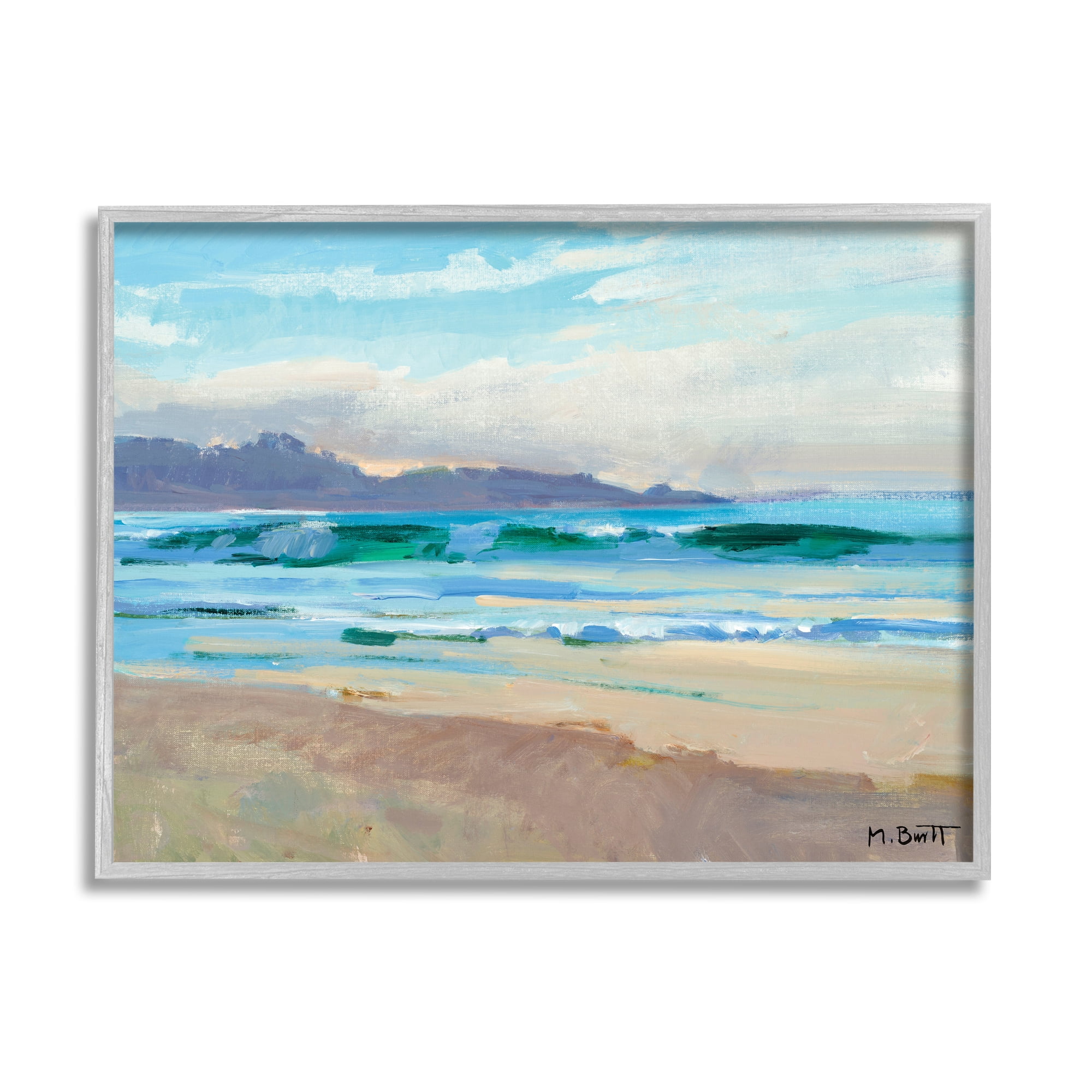 Stupell Home Décor Industries Beach Side Wave Caps Soft Contemporary Landscape, 11 x 14, Designed by Marcia Burt