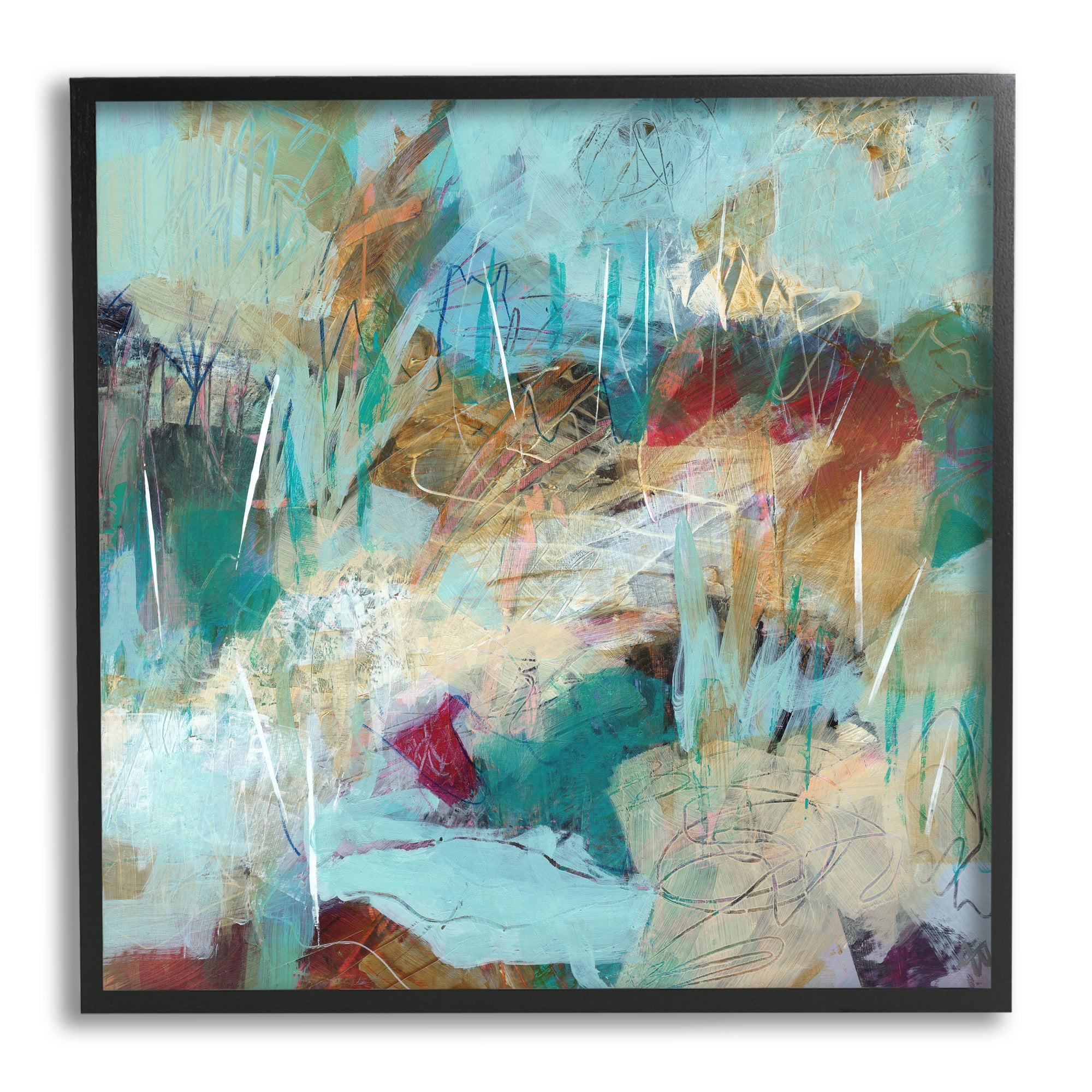 Stupell Home Décor Industries Beautiful Chaotic Movements Abstract Blue Green Beige, 12 x 12, Designed by Ann Thompson Nemcosky