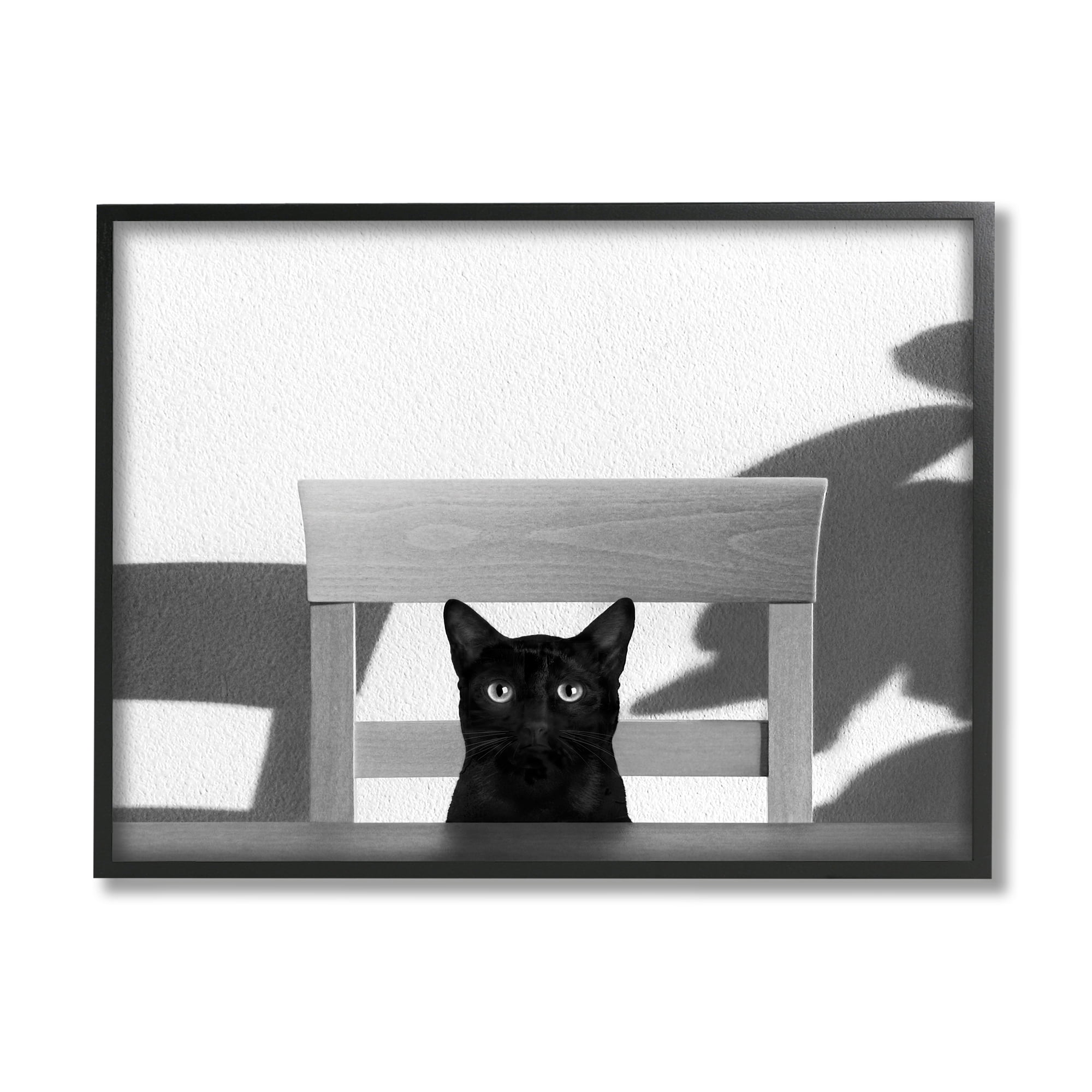 Stupell Home Décor Industries Black Cat at Kitchen Table Pet Animal Photograph 24 x 30 Designed by Jon Bertelli