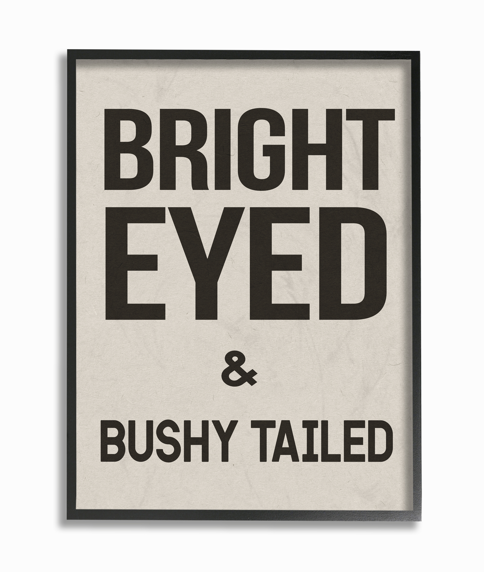 Stupell Home Décor Industries Bright Eyed And Bushy Tailed Textured Word Design Framed Wall Art by Daphne Polselli