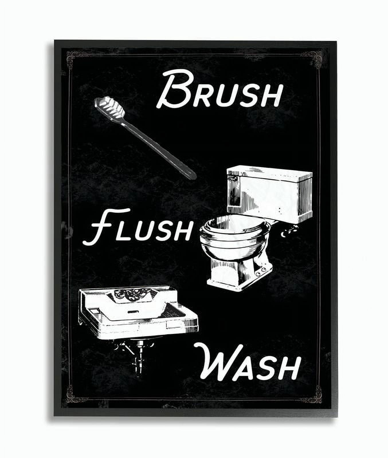 Stupell Home Décor Industries Brush Flush Wash Bathroom Black And White Word Design Framed Wall Art by The Saturday Evening Post