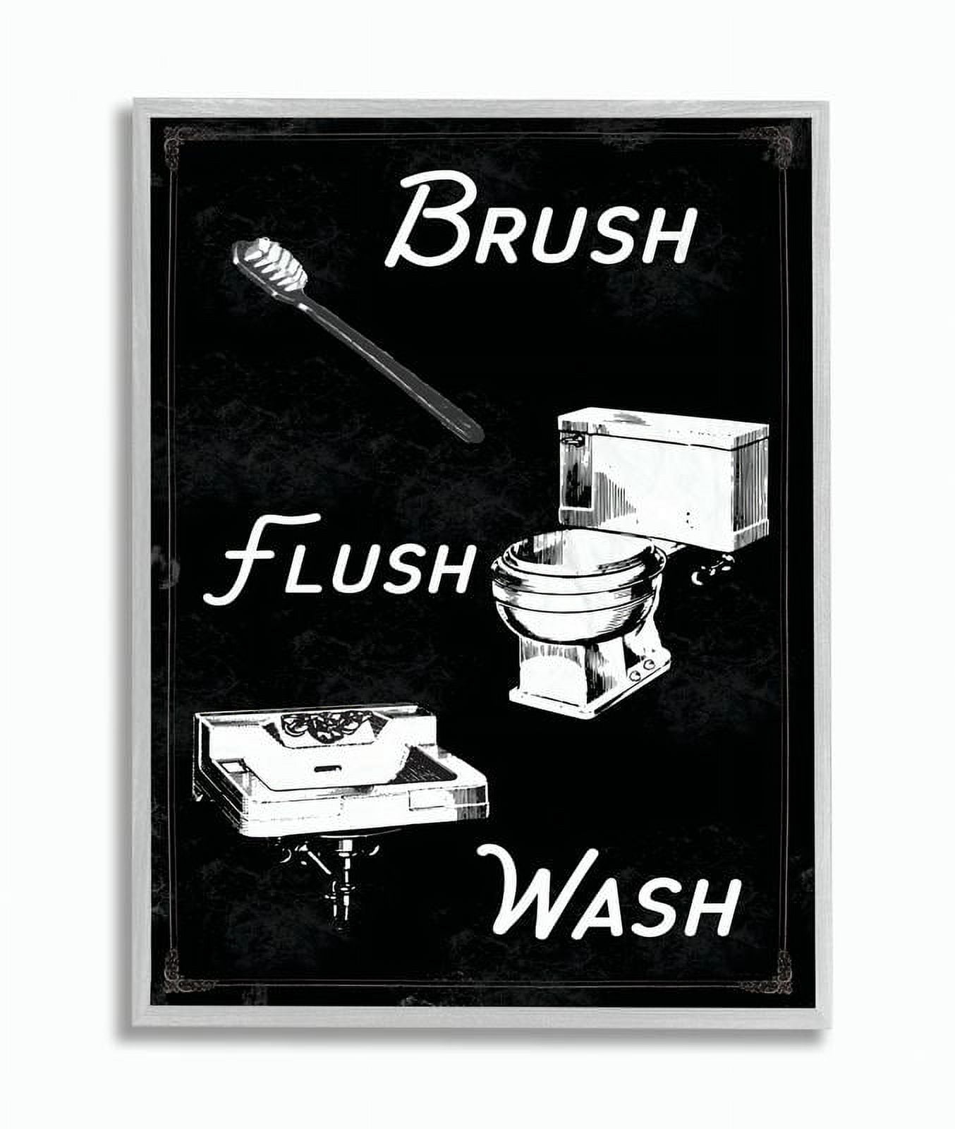Stupell Home Décor Industries Brush Flush Wash Bathroom Black And White Word Design Framed Wall Art by The Saturday Evening Post