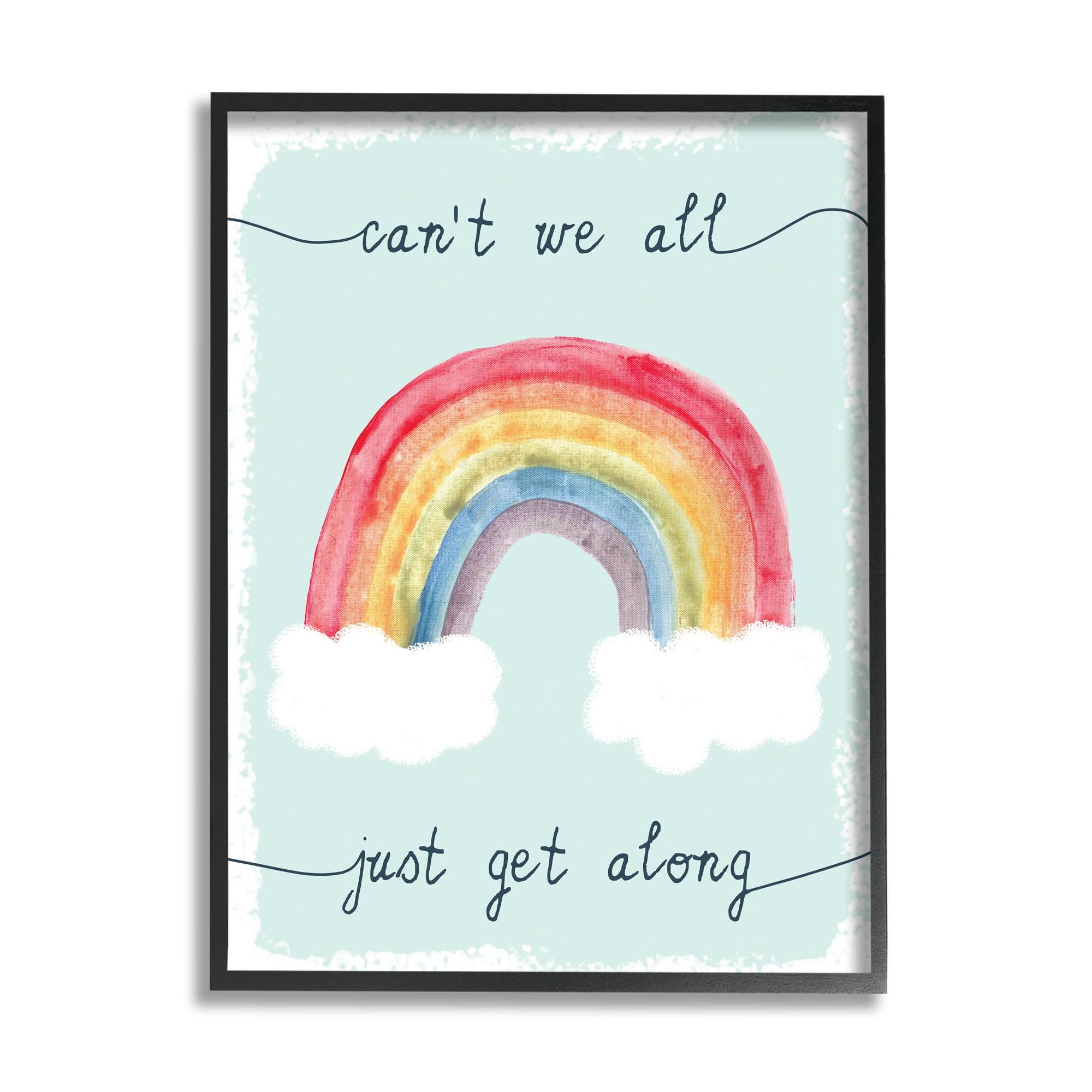 Stupell Home Décor Industries Can't We All Get Along Quote Rainbow Clouds, 11 x 14, Designed by Daphne Polselli