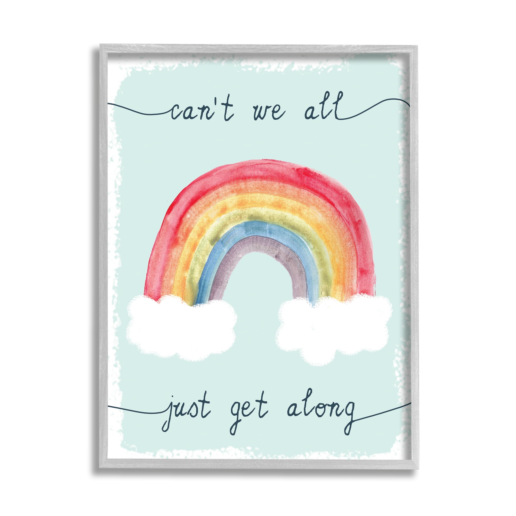 Stupell Home Décor Industries Can't We All Get Along Quote Rainbow Clouds, 16 x 20, Designed by Daphne Polselli