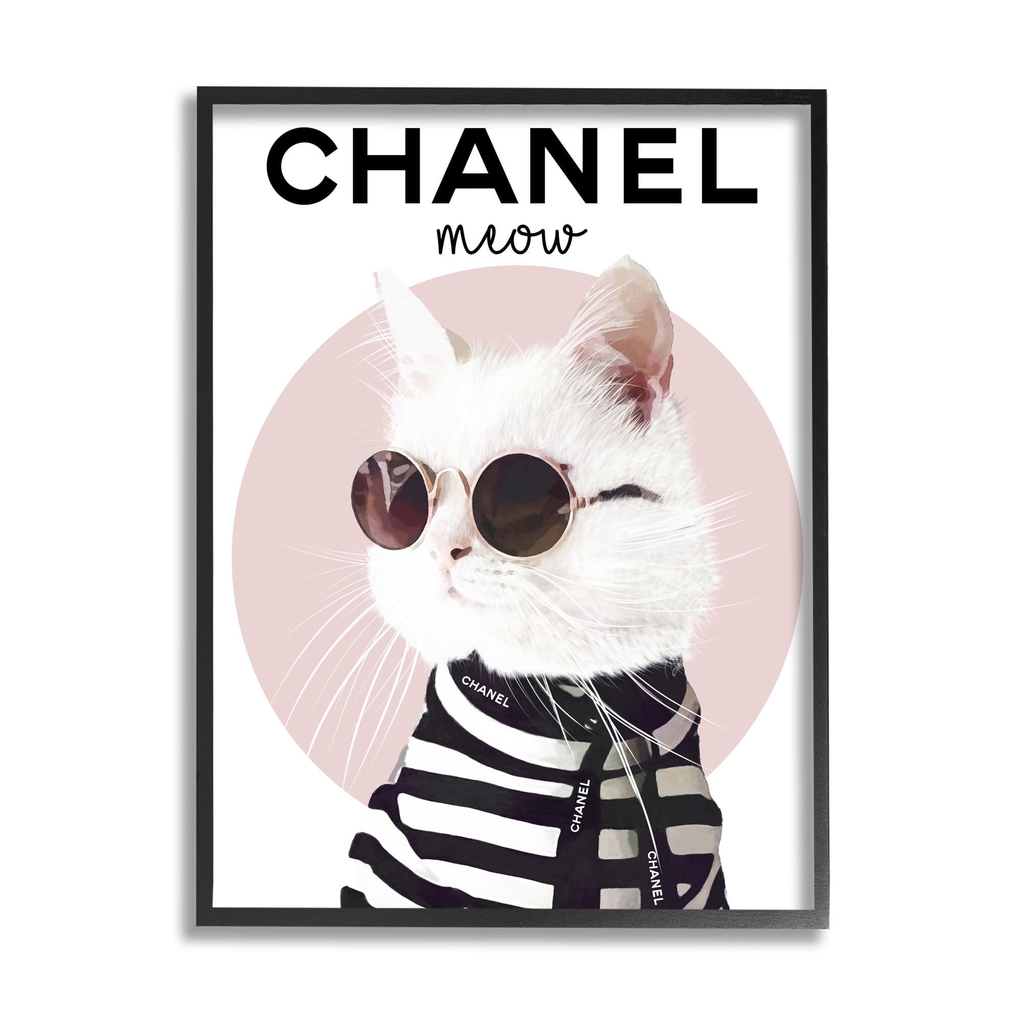 Stupell Home Décor Industries Chic Kitty Cat Meow Glam Fashion Pink Circle 11 x 14 Designed by Ros Ruseva