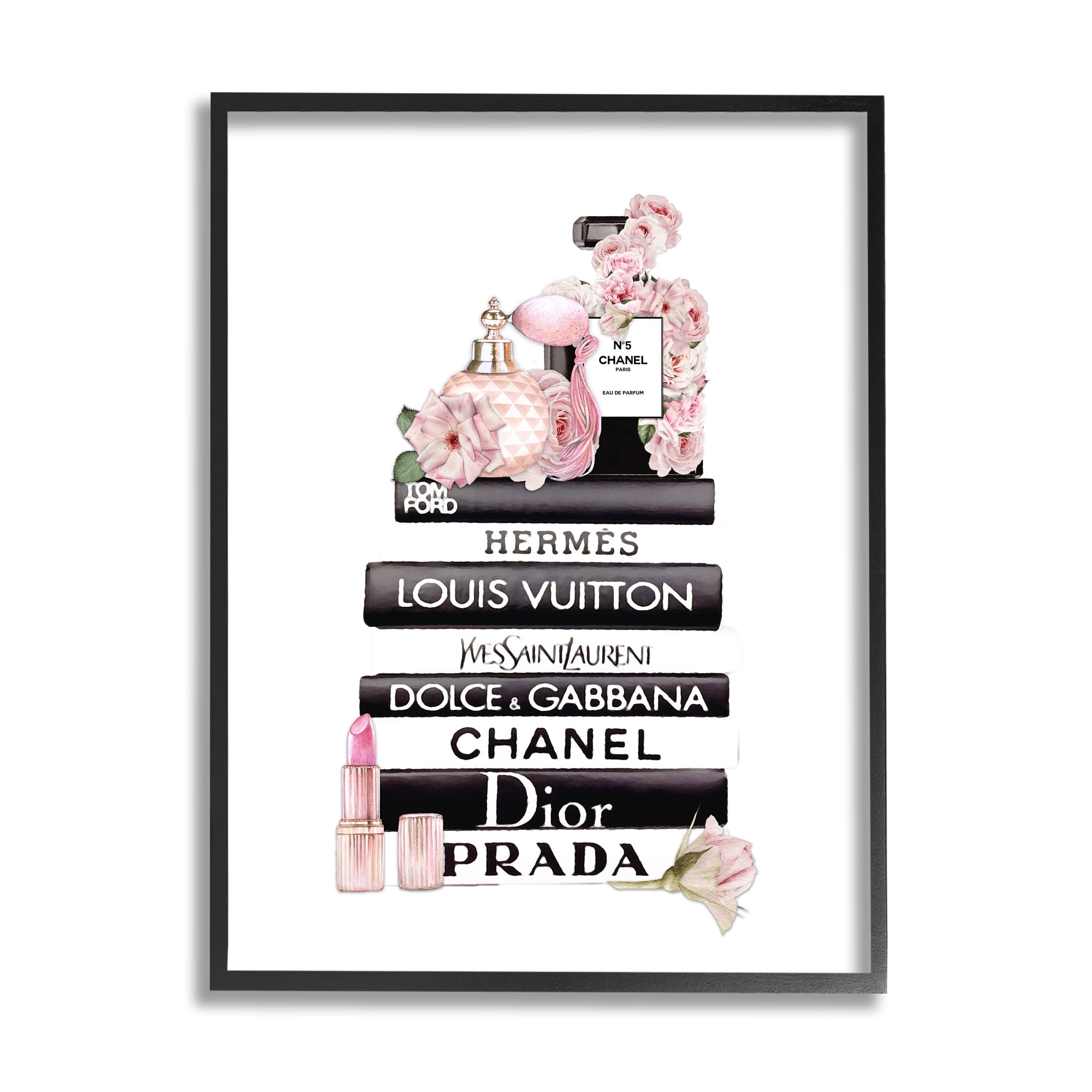 Stupell Home Décor Industries Chic Pink Toiletry Cosmetics Glam Fashion Books, 24 x 30, Designed by Ros Ruseva