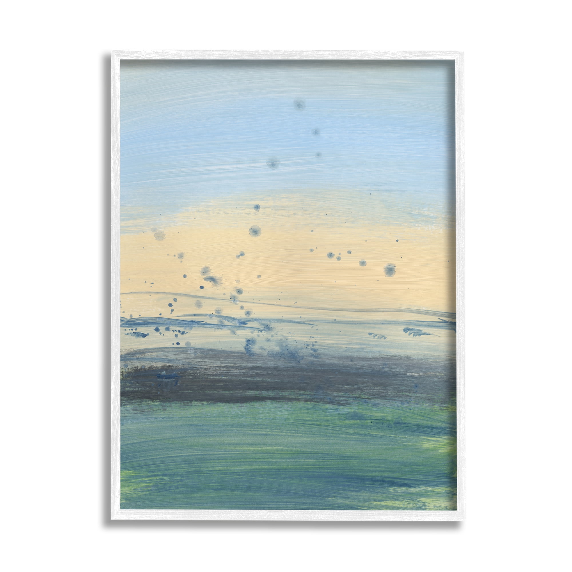 Stupell Home Décor Industries Conceptual Yellow Ocean Sunset Blue Paint Splatter, 11 x 14, Designed by Bronwyn Baker