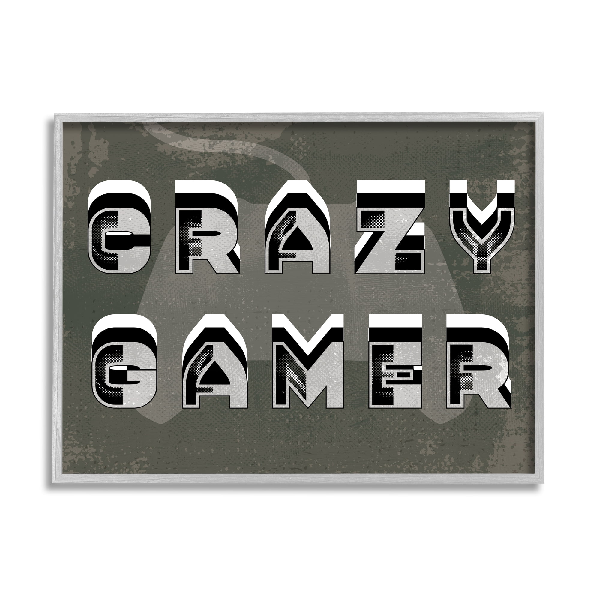 Stupell Home Décor Industries Crazy Gamer Quote Industrial Typography Rustic Controller, 11 x 14, Designed by Daphne Polselli