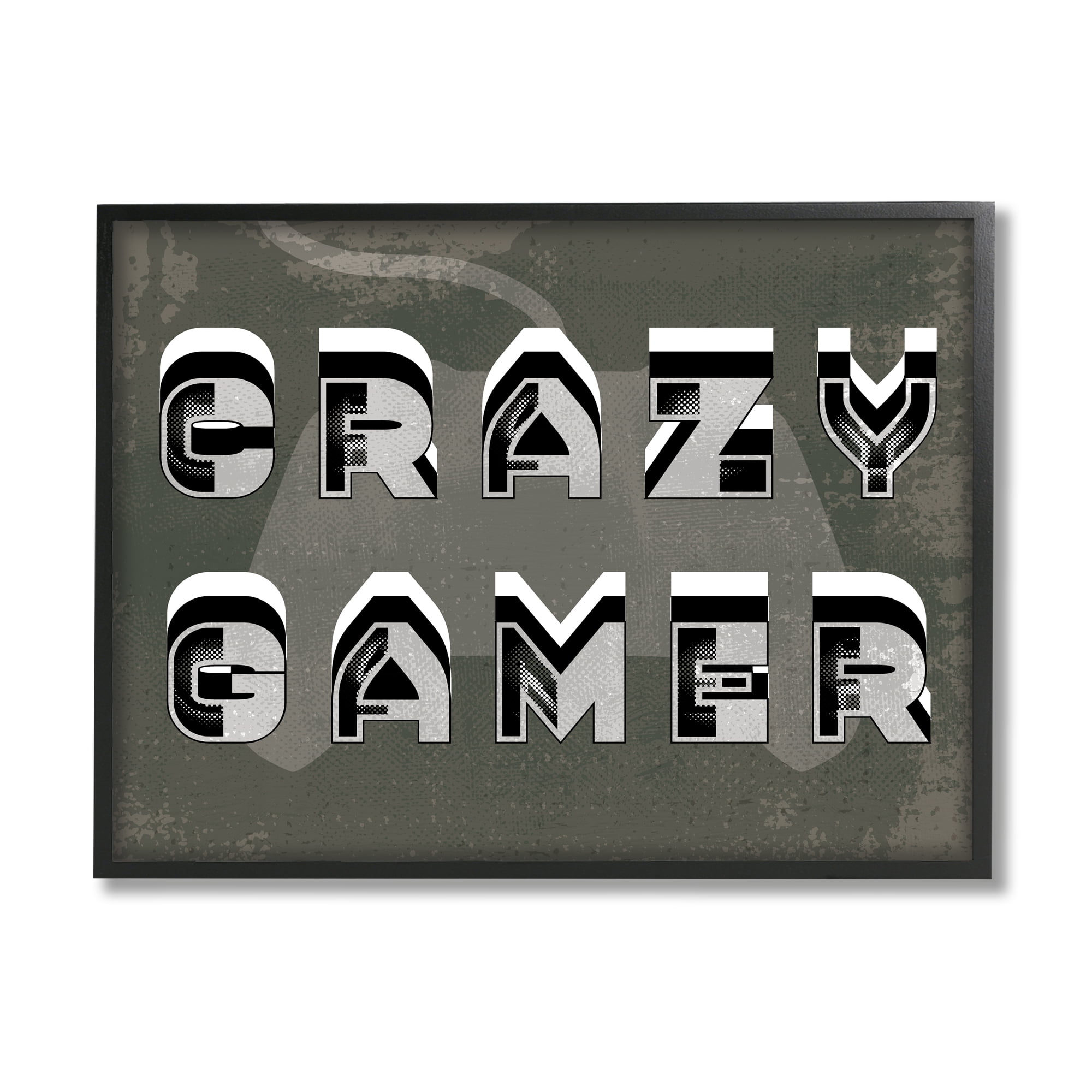 Stupell Home Décor Industries Crazy Gamer Quote Industrial Typography Rustic Controller, 16 x 20, Designed by Daphne Polselli