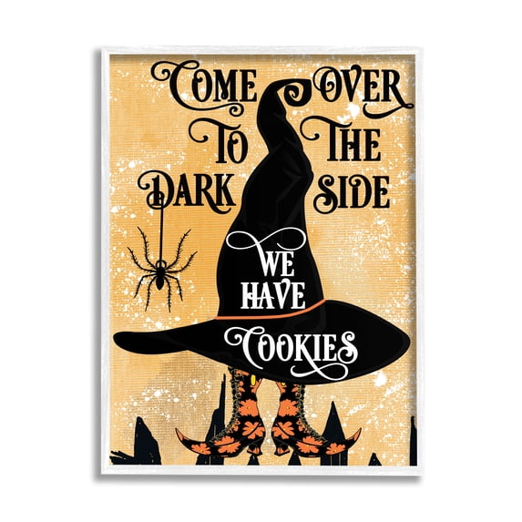 Stupell Home Décor Industries Dark Side Has Cookies Festive Halloween Witch Hat, 11 x 14, Designed by Jill Meyer